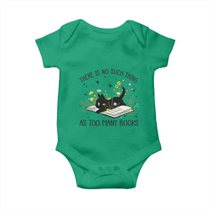 There Is No Such Thing As Too Many Books Baby Onesie Cute Kitty Reading Book TS12 Irish Green Print Your Wear