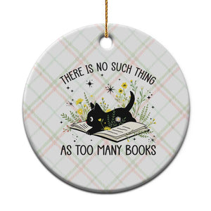 There Is No Such Thing As Too Many Books Ceramic Ornament Cute Kitty Reading Book TS12 1pc Christmas Plaid Print Your Wear