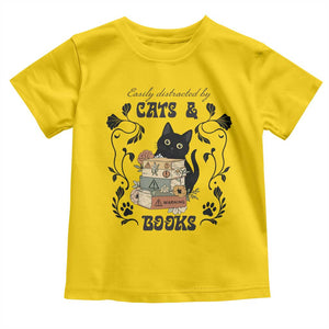 Easily Distracted By Cats And Books Toddler T Shirt Funny Book Kitty Lover TS12 Daisy Print Your Wear