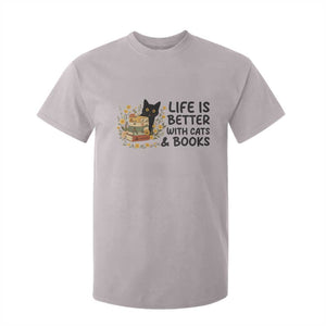 Life Is Better With Cats And Books T Shirt For Kid Funny Black Cat Book Lover TS12 Ice Gray Print Your Wear