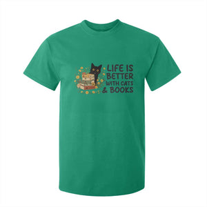 Life Is Better With Cats And Books T Shirt For Kid Funny Black Cat Book Lover TS12 Irish Green Print Your Wear
