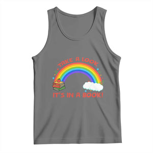 Take A Look It Is In A Book Tank Top Cute Rainbow Book Educational Quote TS12 Black Heather Print Your Wear