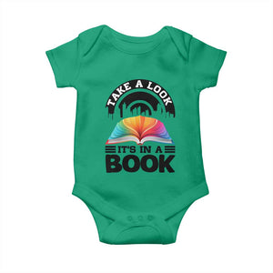 Take A Look It Is In A Book Baby Onesie Reading Retro Rainbow Vintage TS12 Irish Green Print Your Wear