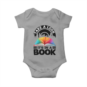 Take A Look It Is In A Book Baby Onesie Reading Retro Rainbow Vintage TS12 Sport Gray Print Your Wear