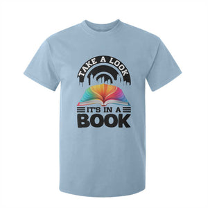 Take A Look It Is In A Book T Shirt For Kid Reading Retro Rainbow Vintage TS12 Light Blue Print Your Wear