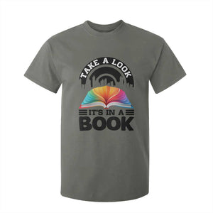 Take A Look It Is In A Book T Shirt For Kid Reading Retro Rainbow Vintage TS12 Military Green Print Your Wear