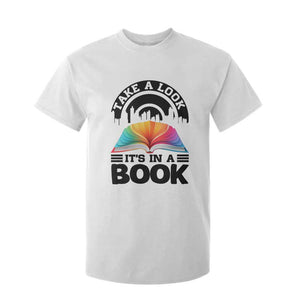 Take A Look It Is In A Book T Shirt For Kid Reading Retro Rainbow Vintage TS12 White Print Your Wear