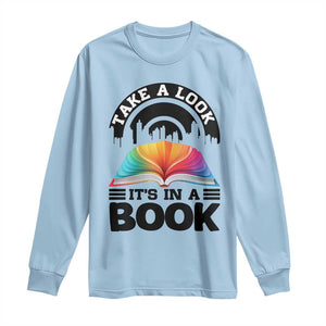 Take A Look It Is In A Book Long Sleeve Shirt Reading Retro Rainbow Vintage TS12 Light Blue Print Your Wear