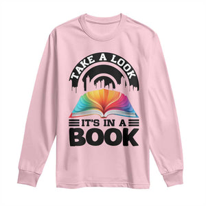 Take A Look It Is In A Book Long Sleeve Shirt Reading Retro Rainbow Vintage TS12 Light Pink Print Your Wear
