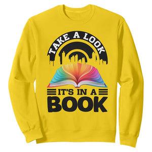 Take A Look It Is In A Book Sweatshirt Reading Retro Rainbow Vintage TS12 Daisy Print Your Wear