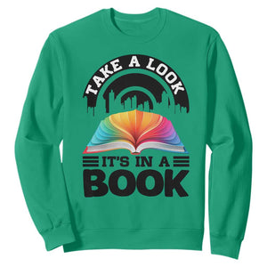 Take A Look It Is In A Book Sweatshirt Reading Retro Rainbow Vintage TS12 Irish Green Print Your Wear