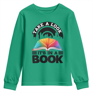 Take A Look It Is In A Book Youth Sweatshirt Reading Retro Rainbow Vintage TS12 Irish Green Print Your Wear
