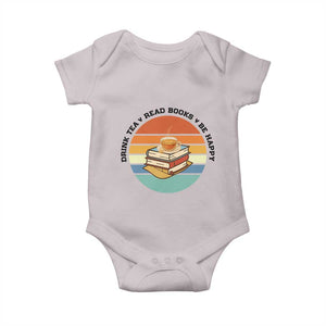 Drink Tea Read Books Be Happy Baby Onesie Book Worm Tea Cup TS12 Ice Gray Print Your Wear