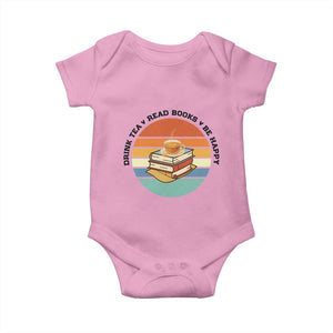 Drink Tea Read Books Be Happy Baby Onesie Book Worm Tea Cup TS12 Light Pink Print Your Wear