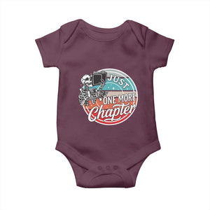 Just One More Chapter Baby Onesie Funny Skeleton Reading Book TS12 Maroon Print Your Wear