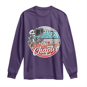 Just One More Chapter Long Sleeve Shirt Funny Skeleton Reading Book TS12 Purple Print Your Wear