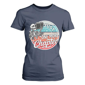 Just One More Chapter T Shirt For Women Funny Skeleton Reading Book TS12 Navy Print Your Wear