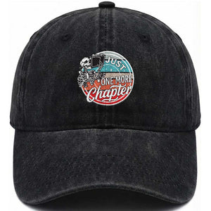 Just One More Chapter Washed Cotton Baseball Cap Funny Skeleton Reading Book TS12 Print Your Wear