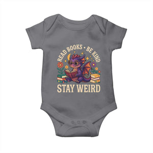 Dragon Read Book Baby Onesie Funny Read Books Be Kind Stay Weird TS12 Charcoal Print Your Wear