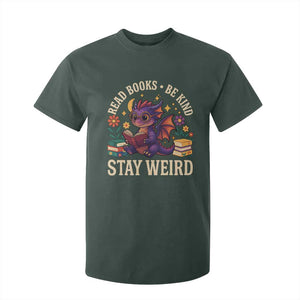 Dragon Read Book T Shirt For Kid Funny Read Books Be Kind Stay Weird TS12 Dark Forest Green Print Your Wear