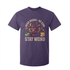 Dragon Read Book T Shirt For Kid Funny Read Books Be Kind Stay Weird TS12 Purple Print Your Wear
