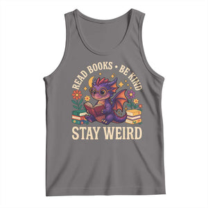 Dragon Read Book Tank Top Funny Read Books Be Kind Stay Weird TS12 Deep Heather Print Your Wear