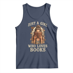 Just A Girl Who Loves Books Tank Top Funny Bookworm Quote TS12 Navy Print Your Wear