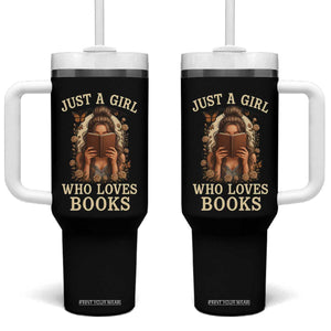 Just A Girl Who Loves Books Tumbler With Handle Funny Bookworm Quote TS12 One Size: 40 oz Black Print Your Wear