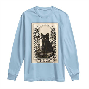 Funny The Cat Book Long Sleeve Shirt Kitty Lover Tarot Card TS12 Light Blue Print Your Wear