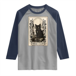 Funny The Cat Book Raglan Shirt Kitty Lover Tarot Card TS12 Sport Gray Navy Print Your Wear