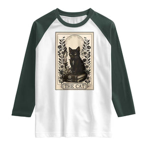 Funny The Cat Book Raglan Shirt Kitty Lover Tarot Card TS12 White Dark Forest Green Print Your Wear