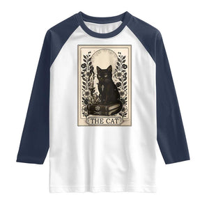 Funny The Cat Book Raglan Shirt Kitty Lover Tarot Card TS12 White Navy Print Your Wear