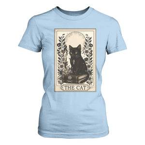 Funny The Cat Book T Shirt For Women Kitty Lover Tarot Card TS12 Light Blue Print Your Wear