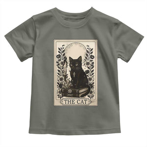 Funny The Cat Book Toddler T Shirt Kitty Lover Tarot Card TS12 Military Green Print Your Wear