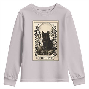 Funny The Cat Book Youth Sweatshirt Kitty Lover Tarot Card TS12 Ice Gray Print Your Wear