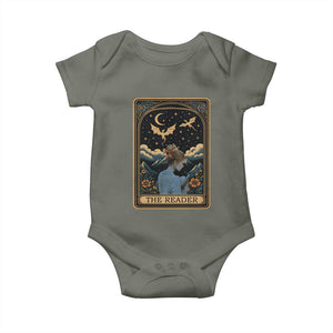 Funny The Reader Tarot Card Baby Onesie Girl Reading Fantasy Book TS12 Military Green Print Your Wear