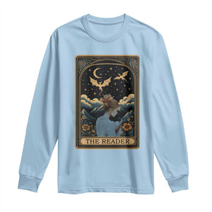 Funny The Reader Tarot Card Long Sleeve Shirt Girl Reading Fantasy Book TS12 Light Blue Print Your Wear