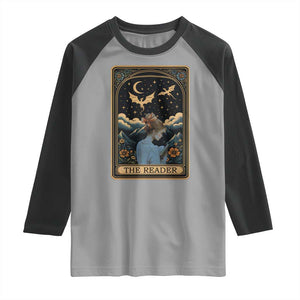 Funny The Reader Tarot Card Raglan Shirt Girl Reading Fantasy Book TS12 Sport Gray Black Print Your Wear