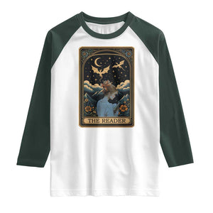 Funny The Reader Tarot Card Raglan Shirt Girl Reading Fantasy Book TS12 White Dark Forest Green Print Your Wear