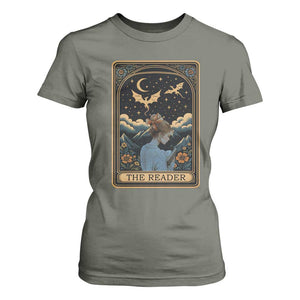 Funny The Reader Tarot Card T Shirt For Women Girl Reading Fantasy Book TS12 Military Green Print Your Wear