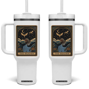 Funny The Reader Tarot Card Tumbler With Handle Girl Reading Fantasy Book TS12 One Size: 40 oz White Print Your Wear