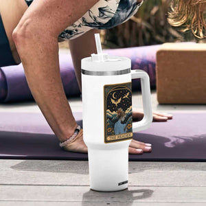 Funny The Reader Tarot Card Tumbler With Handle Girl Reading Fantasy Book TS12 Print Your Wear
