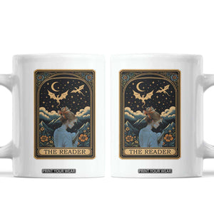 Funny The Reader Tarot Card Coffee Mug Girl Reading Fantasy Book TS12 White Print Your Wear