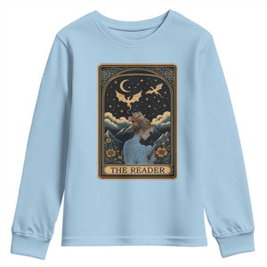 Funny The Reader Tarot Card Youth Sweatshirt Girl Reading Fantasy Book TS12 Light Blue Print Your Wear