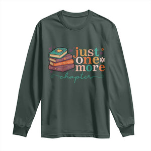 Just One More Chapter Long Sleeve Shirt Cute Pastel Bookworm Girl Reader TS12 Dark Forest Green Print Your Wear