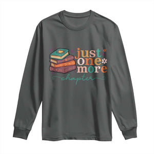 Just One More Chapter Long Sleeve Shirt Cute Pastel Bookworm Girl Reader TS12 Dark Heather Print Your Wear