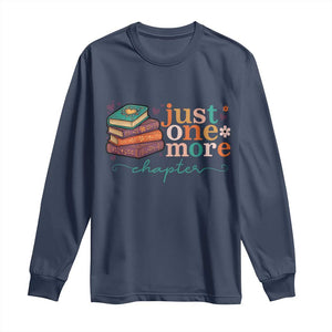 Just One More Chapter Long Sleeve Shirt Cute Pastel Bookworm Girl Reader TS12 Navy Print Your Wear