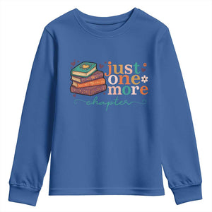 Just One More Chapter Youth Sweatshirt Cute Pastel Bookworm Girl Reader TS12 Royal Blue Print Your Wear