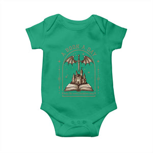 Fantasy Book Lover Baby Onesie A Book A Day Keeps The Mental Breakdown Away TS12 Irish Green Print Your Wear