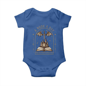 Fantasy Book Lover Baby Onesie A Book A Day Keeps The Mental Breakdown Away TS12 Royal Blue Print Your Wear